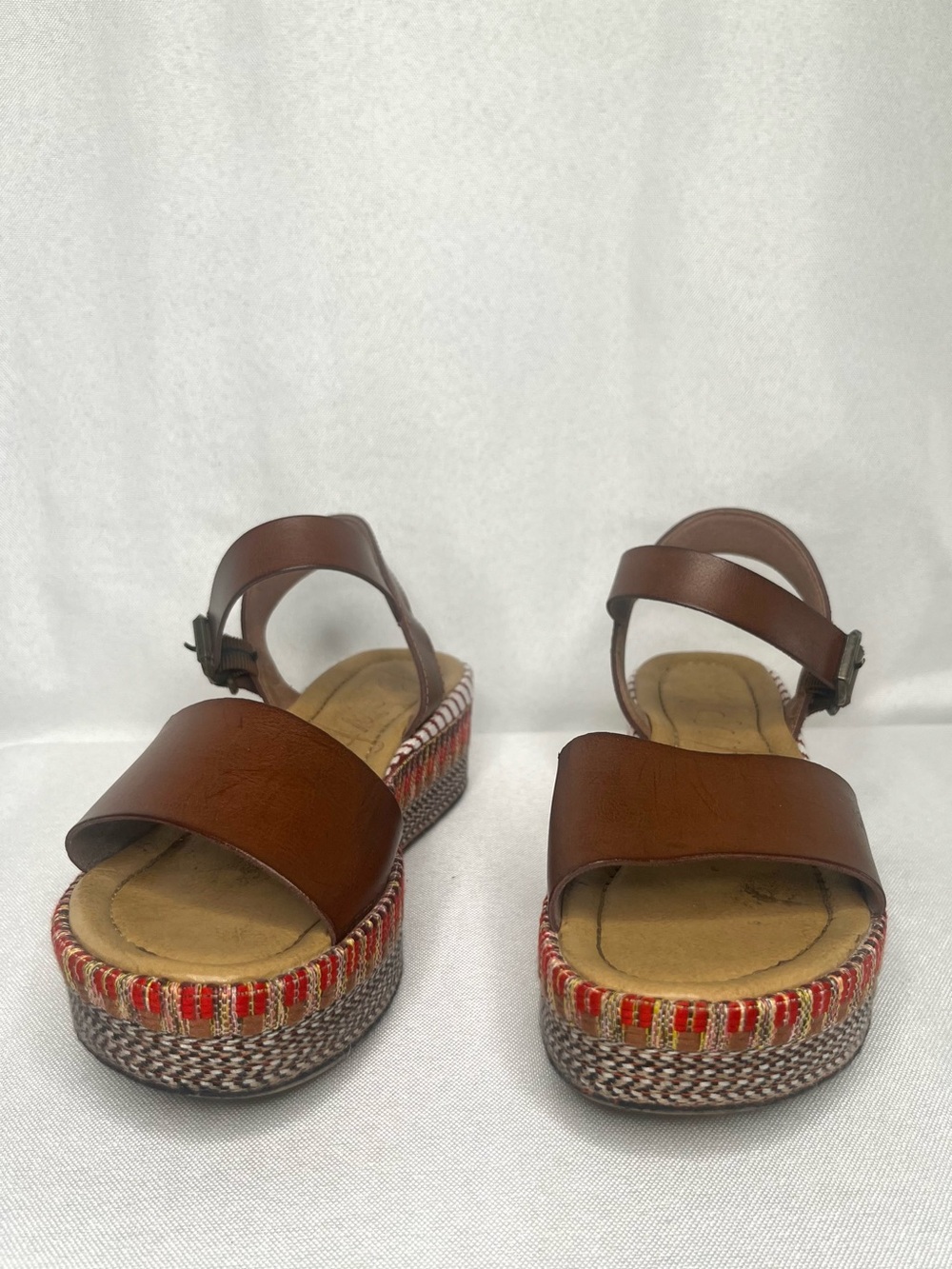 Blowfish Malibu Women’s Platform Sandals Brown Woven Platform Ankle Strap Size 8